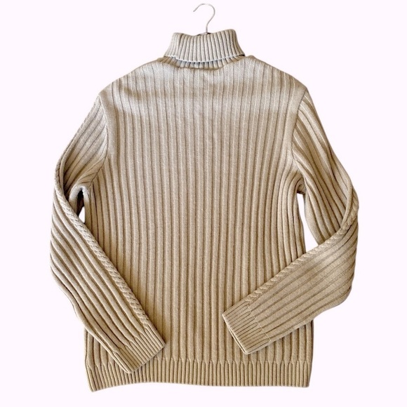 ASOS Cable Knit Turtleneck Cardigan Medium Tan Chunky Minimalist Cottage… - Picture 4 of 12